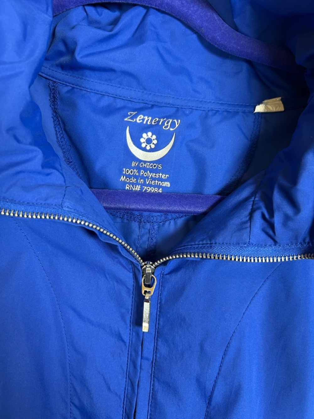 Chicos Royal Blue‎ Hooded Utility Jacket Womens Casual Lightweight Style - Picture 2 of 9